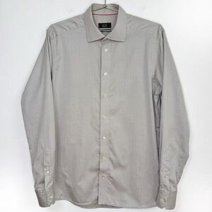 Eton Contemporary Fit Herringbone Dress Shirt Mens 16.5 42 Grey‎ Cotton